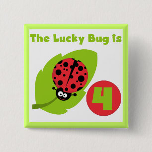 Lucky Bug 4. Geburtstag T - Shirt und Geschenke Button