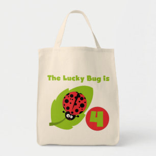 Lucky Bug 4. Geburtstag T - Shirt und Geschenke Tragetasche