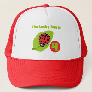 Lucky Bug 4. Geburtstag T - Shirt und Geschenke Truckerkappe
