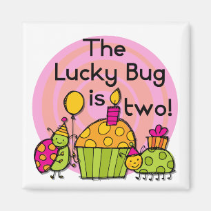 Lucky Bug Cupcake 2. Geburtstag T - Shirt und Gesc Magnet