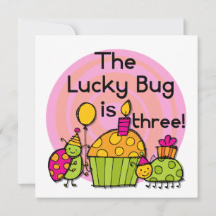 Lucky Bug Cupcake 3. Geburtstagstorte und Geschenk Karte