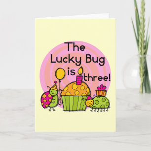 Lucky Bug Cupcake 3. Geburtstagstorte und Geschenk Karte