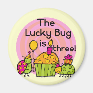 Lucky Bug Cupcake 3. Geburtstagstorte und Geschenk Magnet