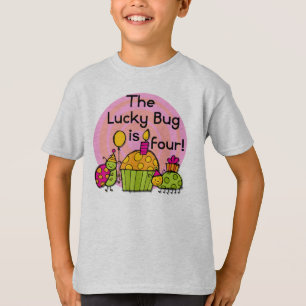 Lucky Bug Cupcake 4. Geburtstag T - Shirt und Gesc