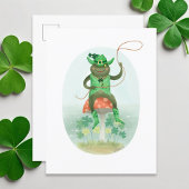 Lucky Bullfrog Cowboy auf einem Pilz Postkarte