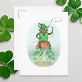 Lucky Bullfrog Cowboy auf einem Pilz Postkarte