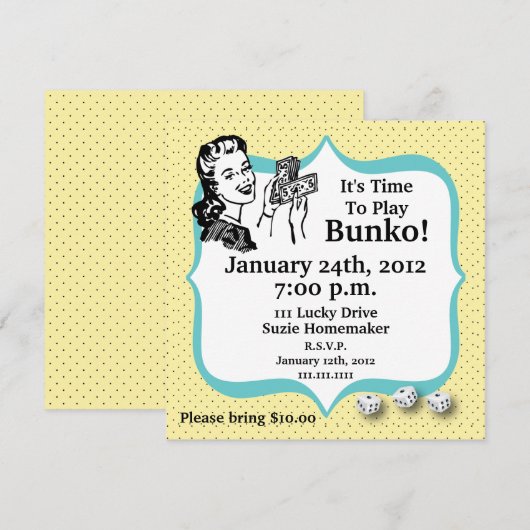 Lucky Bunko Player Einladung von Artinspired (Vorne/Hinten)