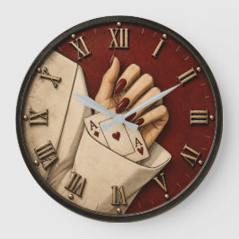 Lucky Card Queen Elegant Playing Cards Casino Art Große Wanduhr
