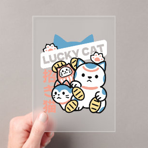 Lucky Cat Art – Maneki Neko mit Goldmünze Acryleinladungen