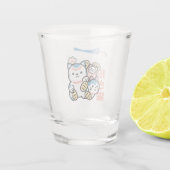 Lucky Cat Art – Maneki Neko mit Goldmünze Schnapsglas (Rückseite)