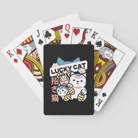 Lucky Cat Art – Maneki Neko mit Goldmünze Spielkarten (Rückseite)