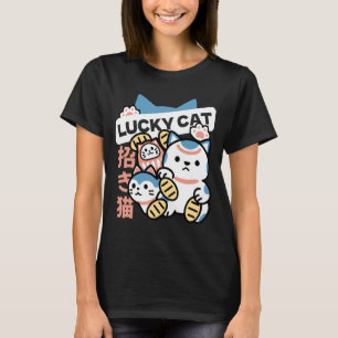 Lucky Cat Art – Maneki Neko mit Goldmünze T-Shirt
