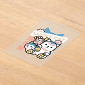 Lucky Cat Art – Maneki Neko with Gold Coin Acryleinladungen (Ablage )