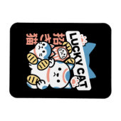 Lucky Cat Art – Maneki Neko with Gold Coin Magnet (Horizontal)