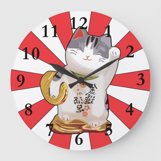 Lucky Cat B Große Wanduhr (Vorderseite)