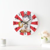 Lucky Cat B Große Wanduhr (Zuhause)