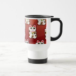 Lucky Cat Cartoon Fortune Pet Fun Muster Reisebecher