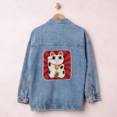 Lucky Cat Cartoon Niedlich White Fortune Fun Jeansjacke (Hangar)