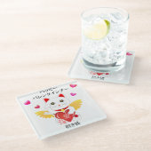 Lucky Cat Cupid Glasuntersetzer (Schrägansicht)