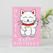 Lucky Cat Custom Geburtstag Karte (Stehend Vorderseite)