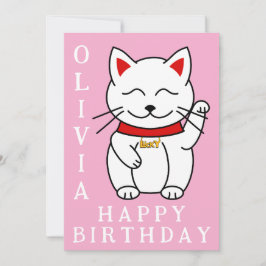 Lucky Cat Custom Geburtstag Karte