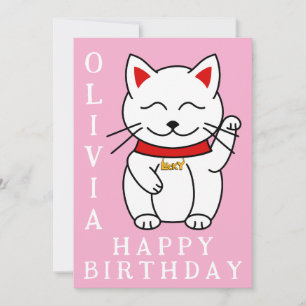 Lucky Cat Custom Geburtstag Karte