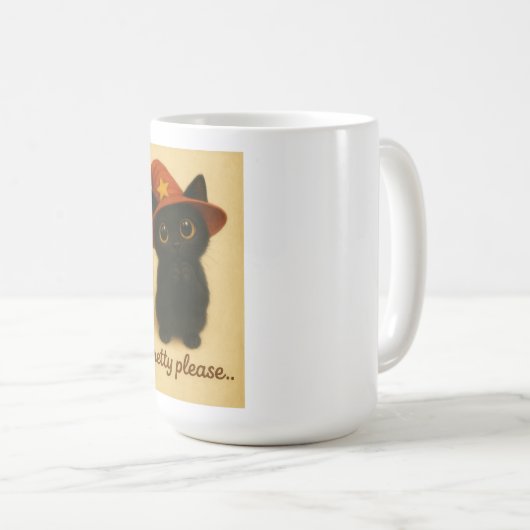 Lucky Cat Emi – Begging Pose Witch Cat Mug Kaffeetasse (VorderseiteRechts)