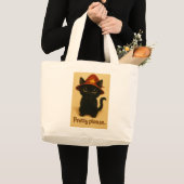 Lucky Cat Emi – Begging Pose Witch Cat Tote Bag Jumbo Stoffbeutel (Vorderseite (Produkt))