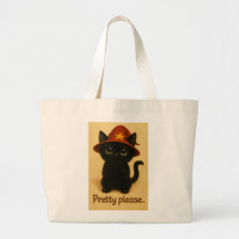 Lucky Cat Emi – Begging Pose Witch Cat Tote Bag