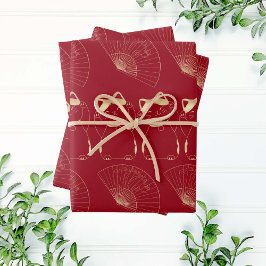 Lucky Cat Maneki Neko asiatisches gutes Glück Red  Geschenkpapier Set