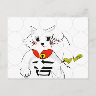 Lucky Cat- Maneki Neko - Beckoning Postkarte