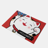 Lucky cat maneki neko Begrüßungsmatte Fußmatte (Schrägansicht)