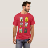 Lucky Cat Maneki Neko family retro T-Shirt (Vorne ganz)