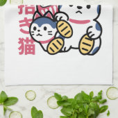 Lucky Cat Maneki Neko – Japanese Fortune Cat  Geschirrtuch (Gefaltet)