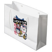 Lucky Cat Maneki Neko – Japanese Fortune Cat  Große Geschenktüte (Vorderseite Schrägansicht)