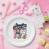 Lucky Cat Maneki Neko – Japanese Fortune Cat  Pappteller (Party)