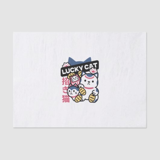 Lucky Cat Maneki Neko – Japanese Fortune Cat Seidenpapier (Vorderseite)