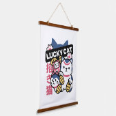 Lucky Cat Maneki Neko – Japanese Fortune Cat  Wandteppich Mit Holzrahmen (Gewinkelt)
