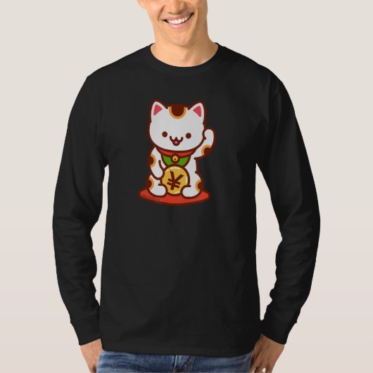 Lucky Cat MANEKI-NEKO - Japanischer Yen T-Shirt (Vorderseite)