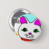 Lucky Cat Maneki Neko Kitty Button (Vorne & Hinten)