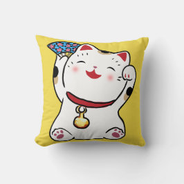 Lucky Cat Maneki Neko Pillow Kissen
