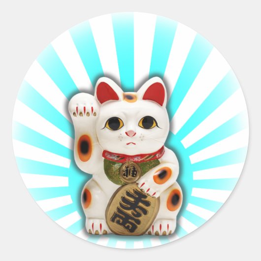 Lucky Cat (Maneki-neko) Runder Aufkleber (Vorderseite)