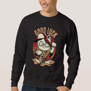Lucky Cat Maneki Neko Sad ästhetische Edgy Streetw Sweatshirt
