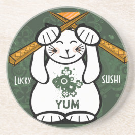 Lucky Cat Maneki Neko Sushi Sandstein Untersetzer