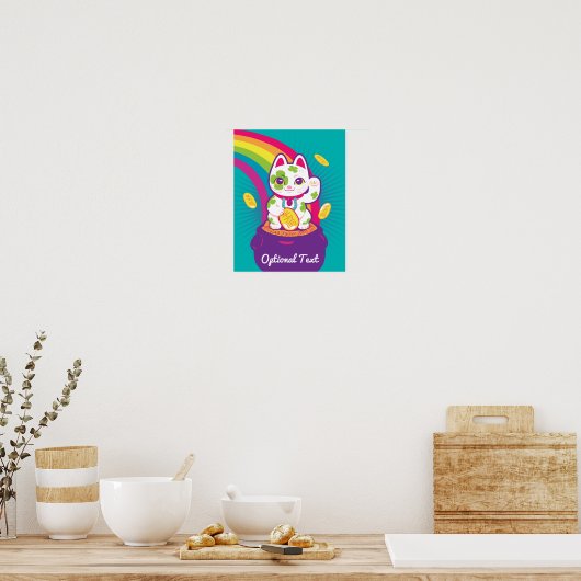 Lucky Cat Maneki Neko Viel Glück Pot of Gold Poster (Küche)