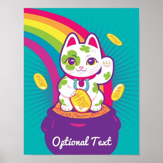 Lucky Cat Maneki Neko Viel Glück Pot of Gold Poster (Vorne)