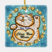 Lucky Cat Meow Keramikornament (Vorderseite)