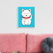 Lucky Cat Minimalistisch Art Canvas Print Leinwanddruck (Insitu (Wohnzimmer))