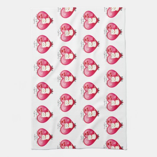 Lucky Cat mit Liebe Geschirrtuch (Vertikal)