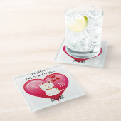 Lucky Cat mit Liebe Glasuntersetzer (Schrägansicht)